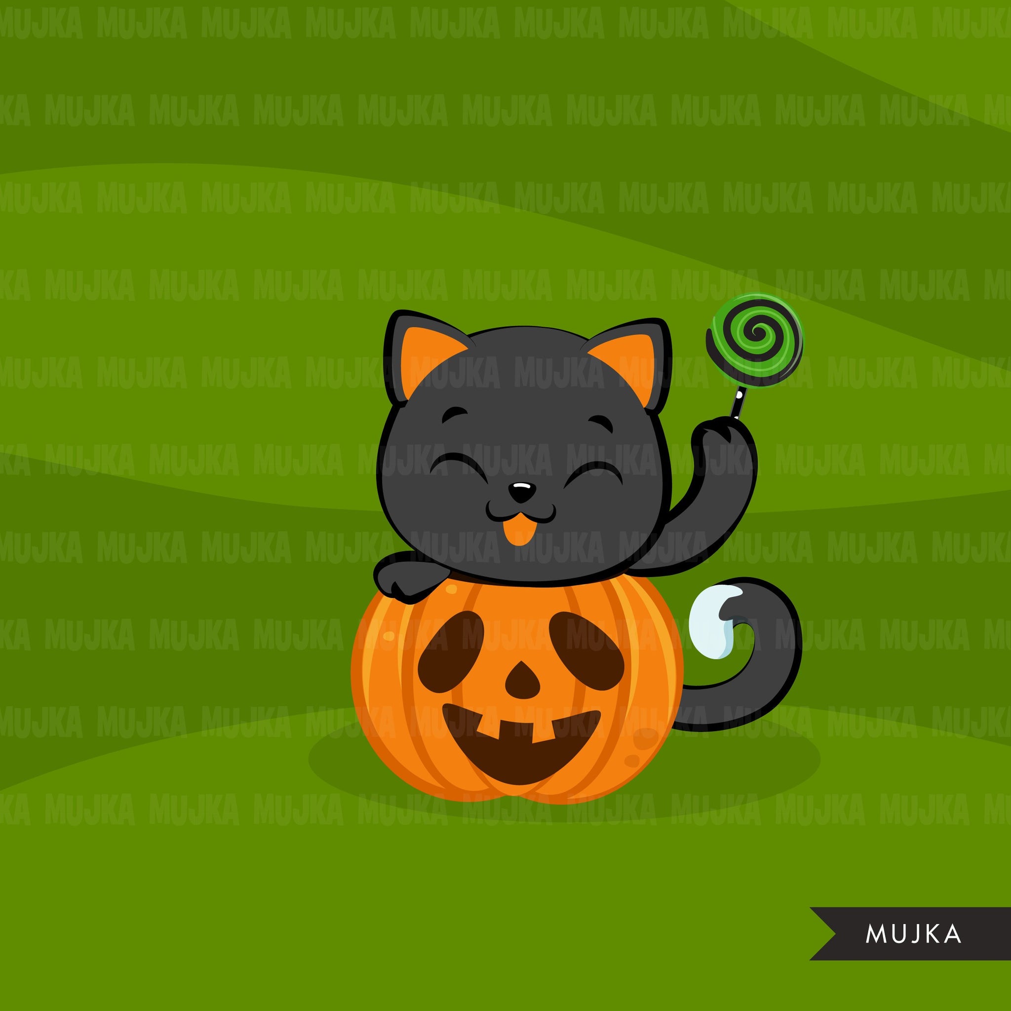 Halloween cats clipart, Black cat, trick or treat graphics, animal clip art