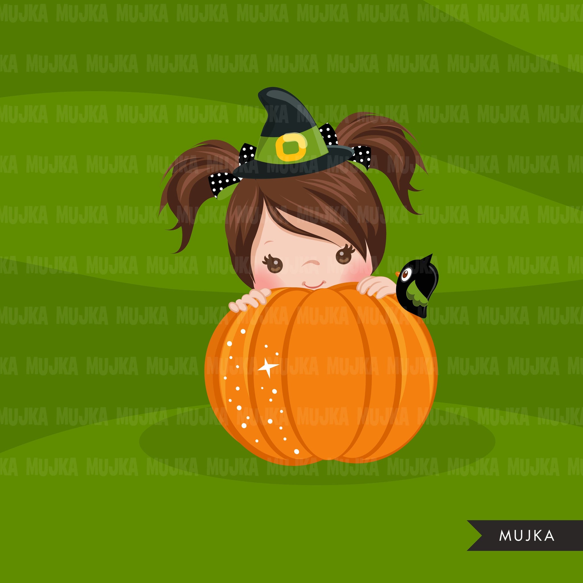 Halloween peek a boo peeking girls clipart.  Cute kids peeking on pumpkin