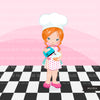 Baking Clipart, Cute baker girls with baking tools