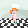 Baking Clipart, little girls with chef hat
