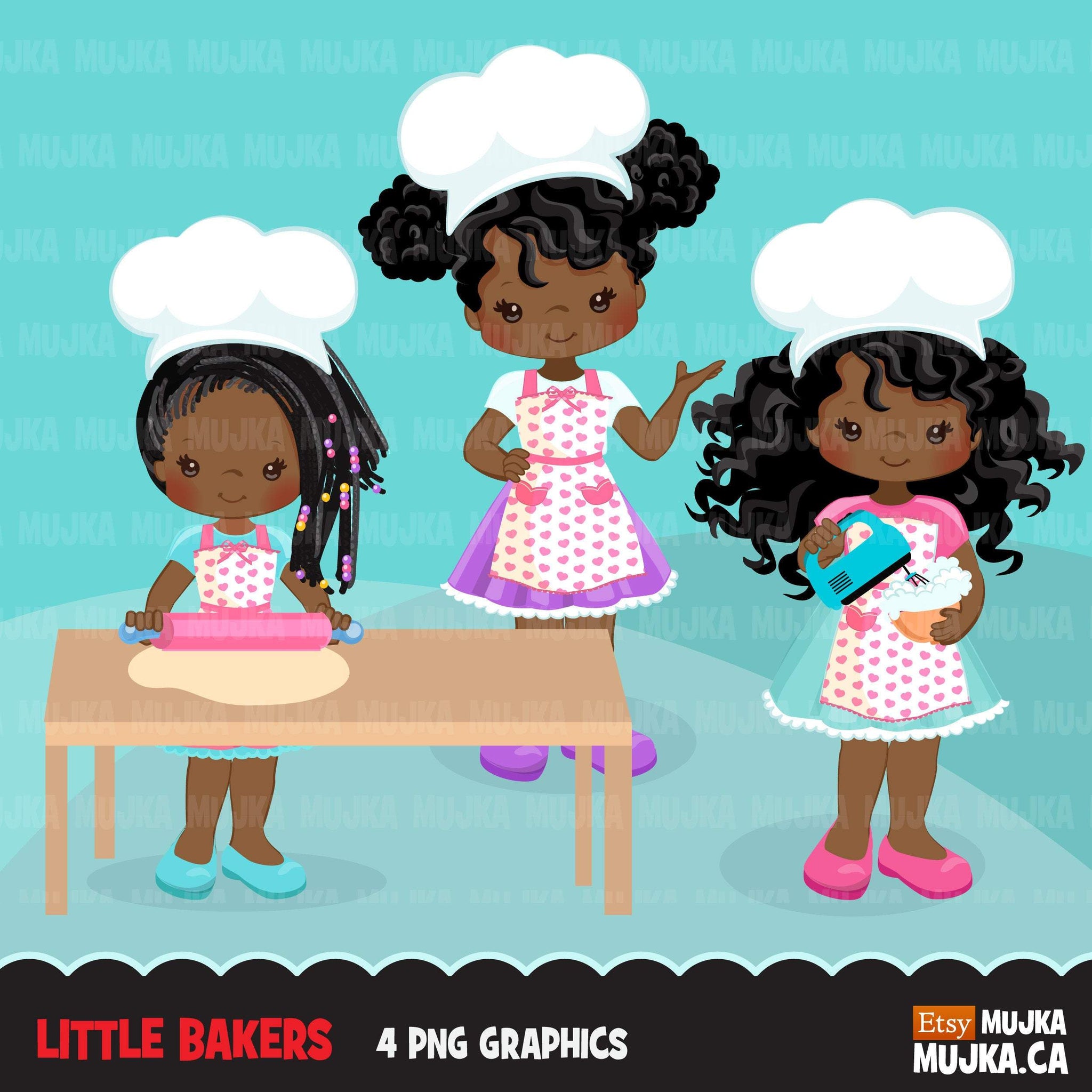 Little Chefs, Little Bakers, Cake Girls Clip Art Set (Instant Download) 