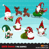 Christmas Santa gnomes Clipart, Scandinavian Gnome graphics, illustration, Holiday, noel, cute characters clip art