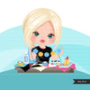 Woman crafting avatar clipart with scrapbooking graphics girl, print and cut T-Shirt Designs, clip art