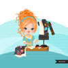 Woman seamstress avatar clipart with sewing graphics girl, print and cut T-Shirt Designs, taylor clip art