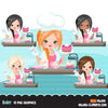 Woman baker avatar clipart with baking supplies, print and cut, baking girl clip art