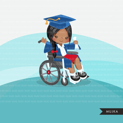 Special Needs Wheelchair graduate girl clipart, school graphics