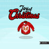 Ugly Christmas Sweaters Clipart, Joy of Chrismas clothesline , noel cardigan graphics