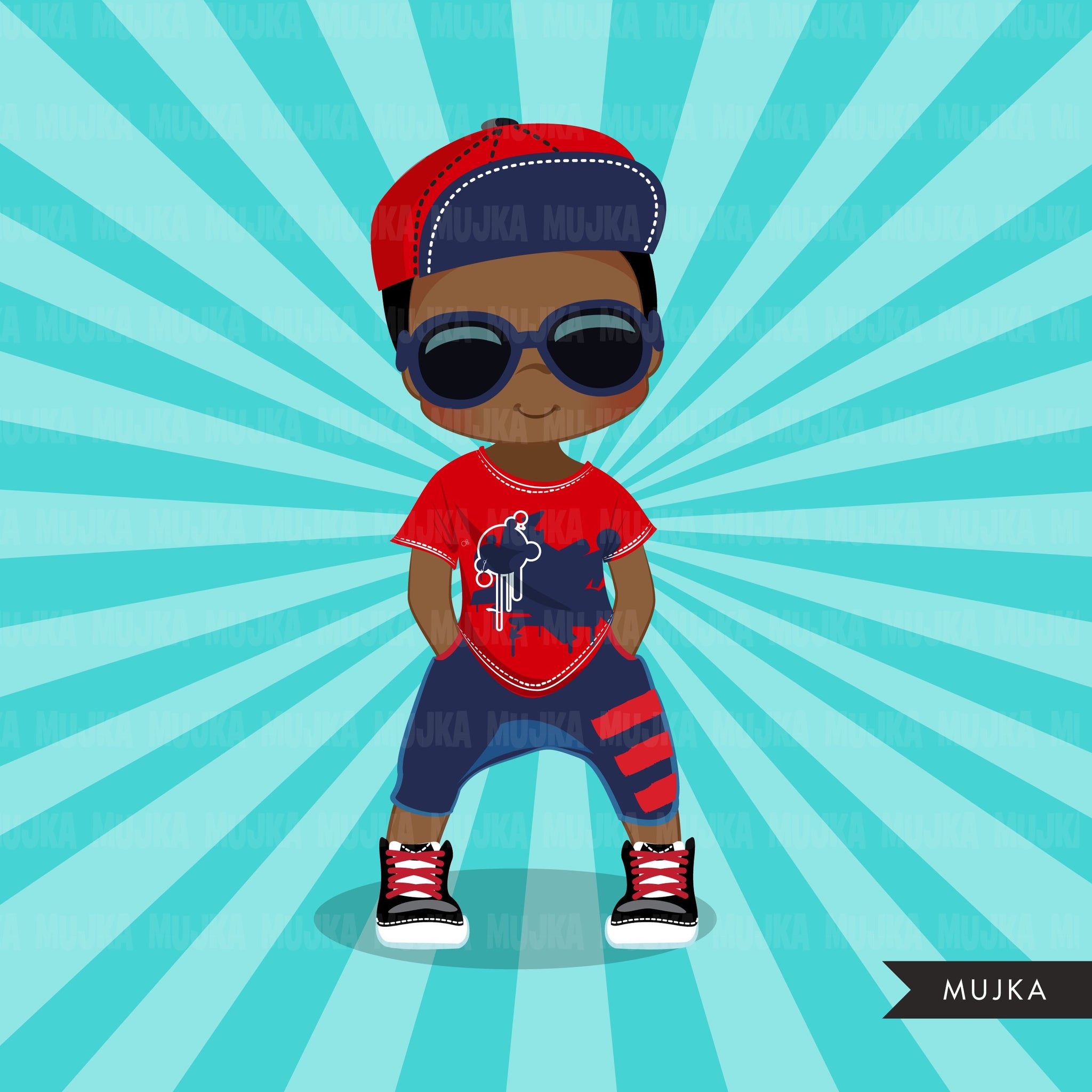 Afro black Hip hop dancer boys clipart, break dance, rapping character ...