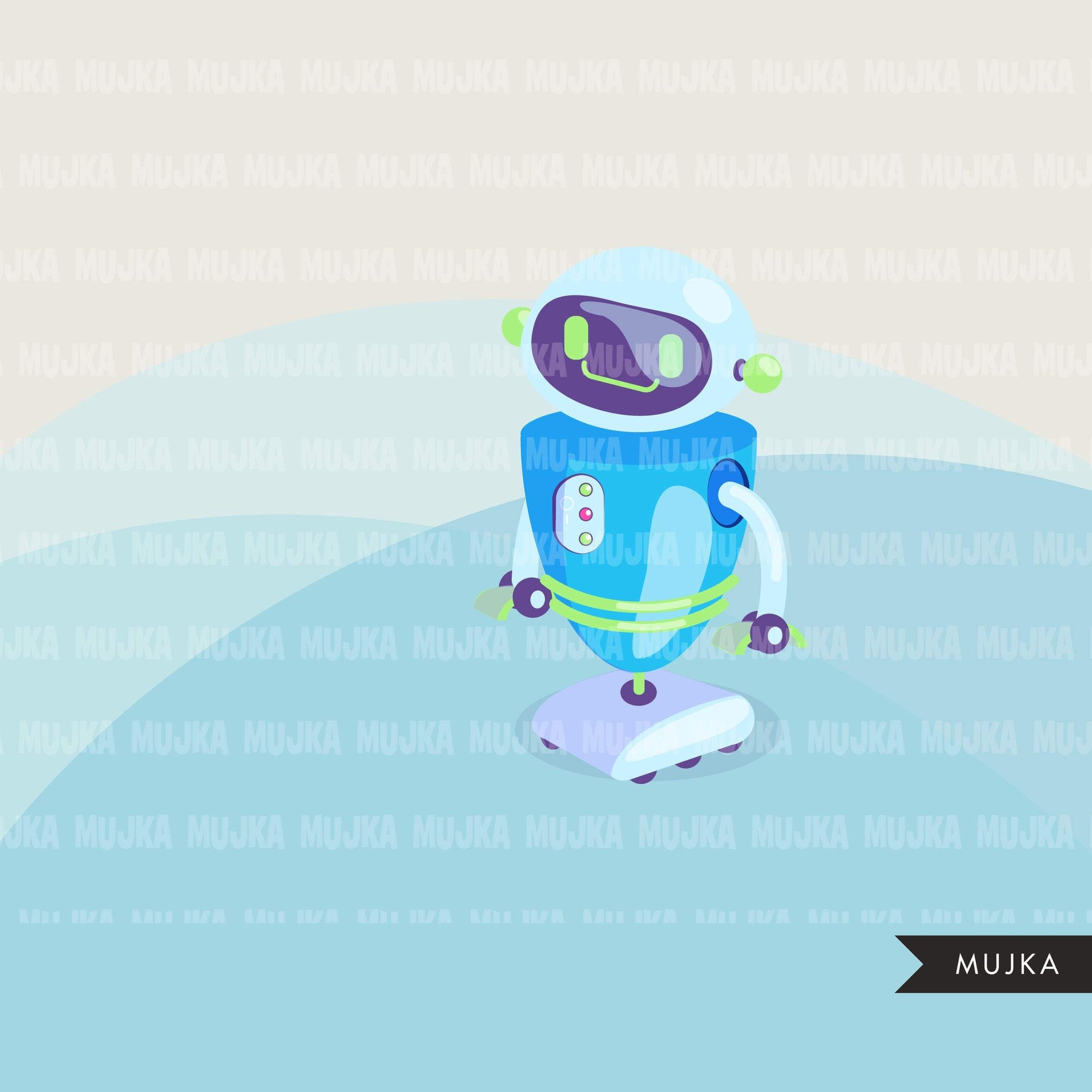 Clipart de robô, robôs pastel coloridos fofos, máquina, gráficos kawaii
