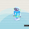 Robot Clipart, cute colorful pastel robots, machine, kawaii graphics