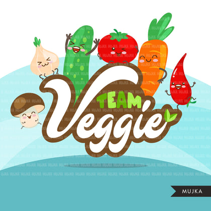 Vegetable clipart, cute kawaii veggie graphics, I love veggies, team veggie quotes, vegetarian PNG t-shirt clip art summer spring