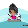Woman manicurist avatar clipart with nail art graphics girl, print and cut T-Shirt Designs, nail technician clip art