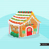Christmas Gingerbread house creator clipart, Make your own gingerbread home with accessories, commercial use graphics clip art