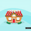 Gingerbread house creator clipart, Make your own Christmas  gingerbread home with accessories, commercial use graphics clip art