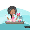 Woman baker avatar clipart with baking supplies, print and cut, baking girl clip art