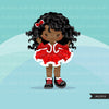 Christmas tutu clipart, Santa Black girls with tutu dress, commercial use graphics, afro christmas clip art