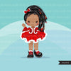 Christmas tutu clipart, Santa Black girls with tutu dress, commercial use graphics, afro christmas clip art