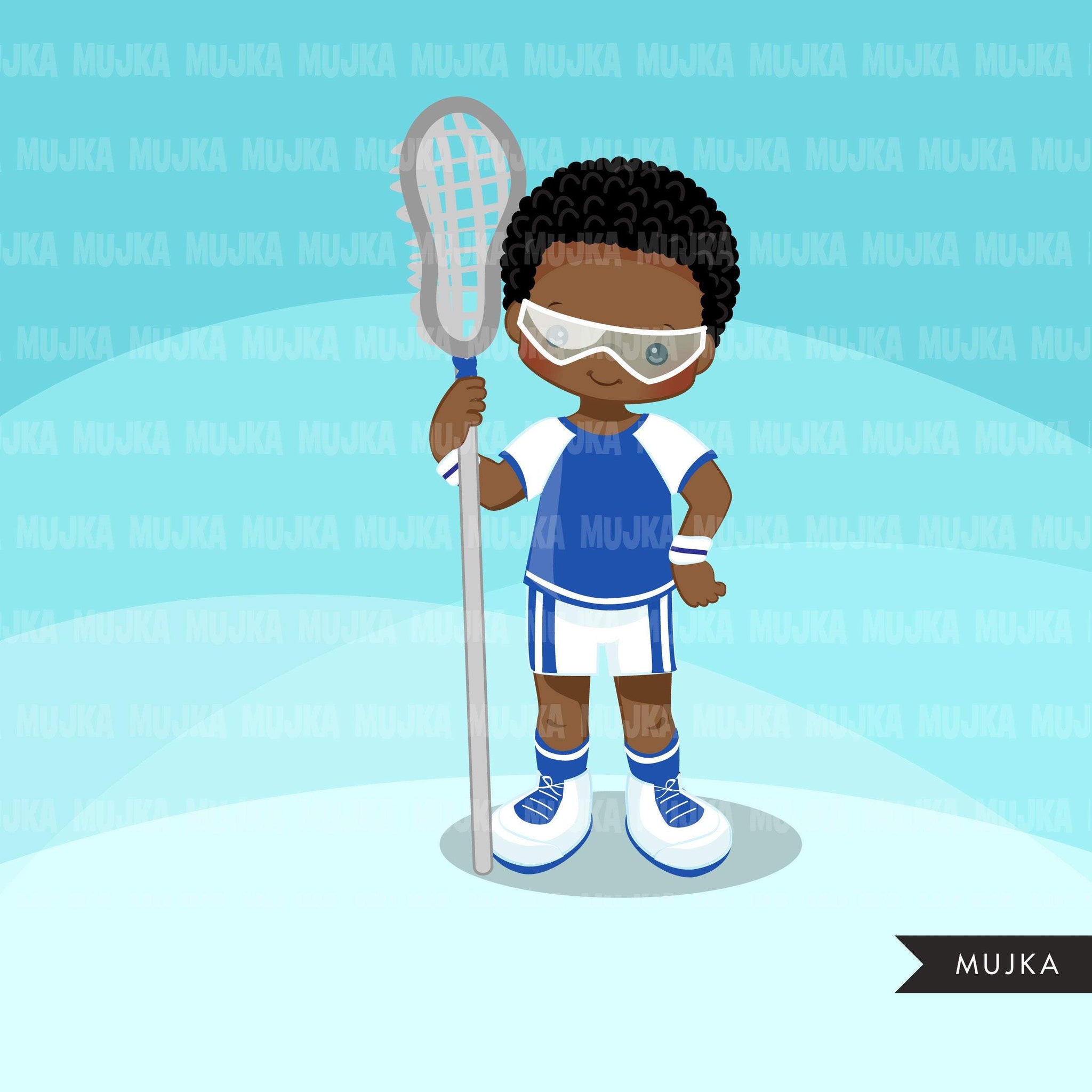 Lacrosse Clipart graphics, boys lacrosse player characters, stickers, commercial use, school activity clip art