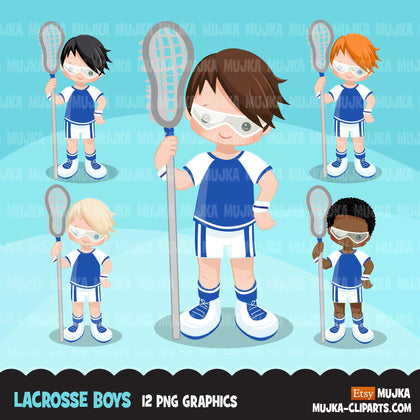 Lacrosse Clipart graphics, boys lacrosse player characters, stickers, commercial use, school activity clip art