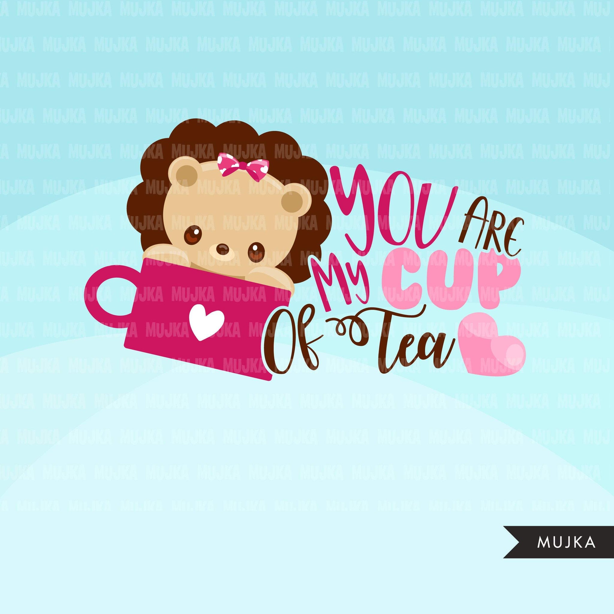 Valentine Quotes Clipart, be my valentine, I am stuck on you, you are my cup of tea graphics, Valentine's Day commercial use clip art