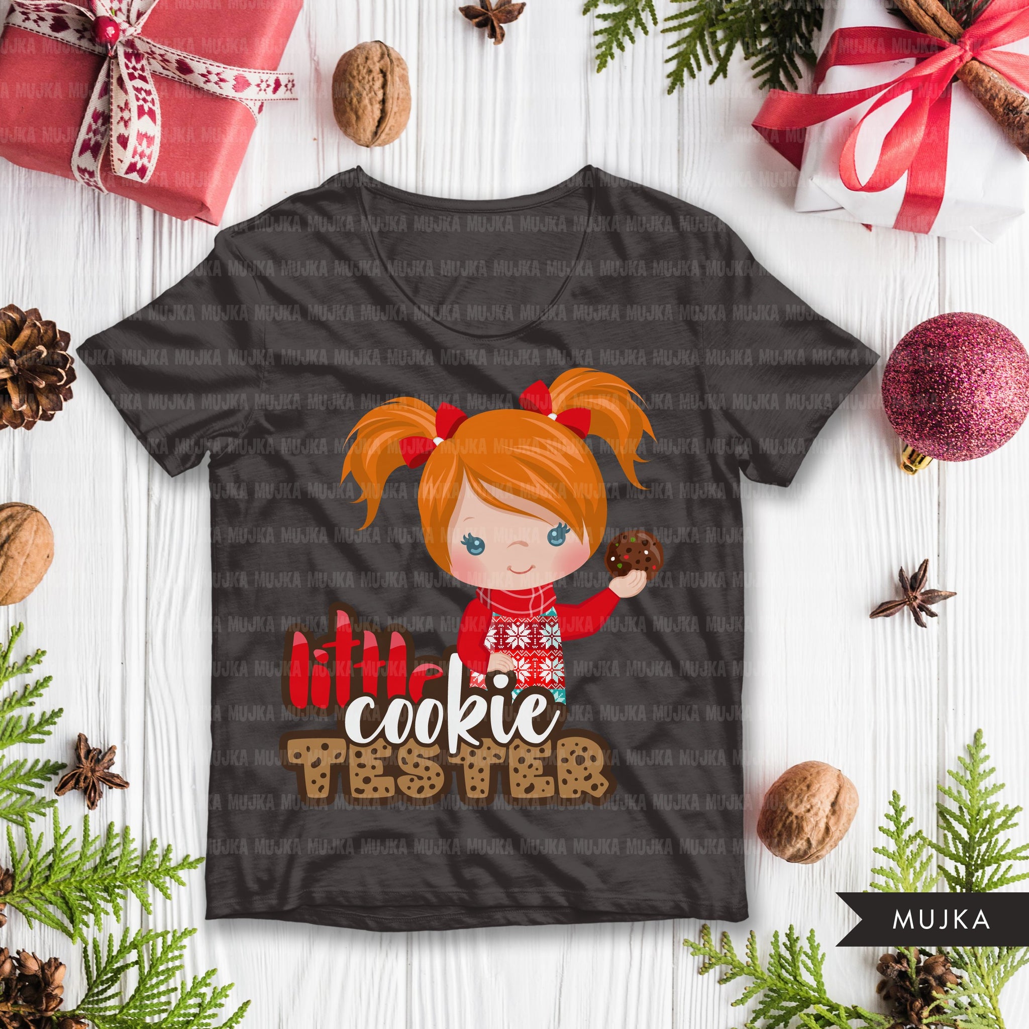 Christmas PNG digital, Little cookie Tester Printable HTV sublimation image transfer clipart, t-shirt girl graphics
