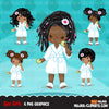 Spa clipart, party black girl clipart graphics, bath, bathrobe, cucumber, spa birthday graphics, commercial use clip art