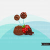 Chocolate Clipart, fountain, marshmallow, truffles, donuts, cookies and dripping border clip art graphics