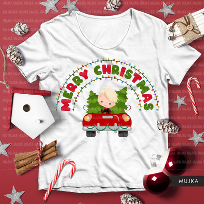 christmas png digital merry christmas red truck htv sublimation image transfer clipart t-shirt boy