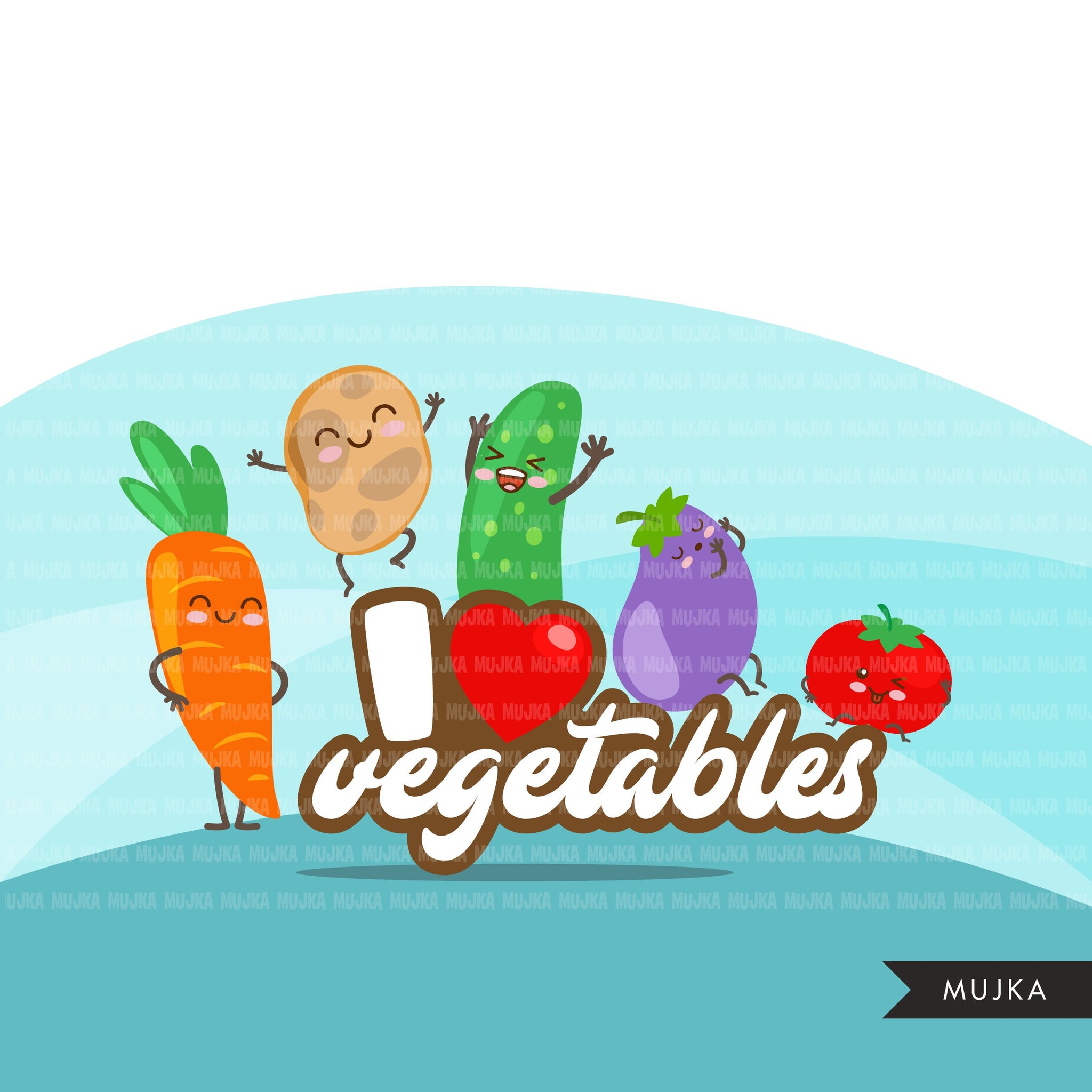 Vegetable clipart, cute kawaii veggie graphics, I love veggies, team veggie quotes, vegetarian PNG t-shirt clip art summer spring