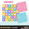 Baby blocks Alphabet Clipart, color, pink blue stackable letter blocks PNG graphics