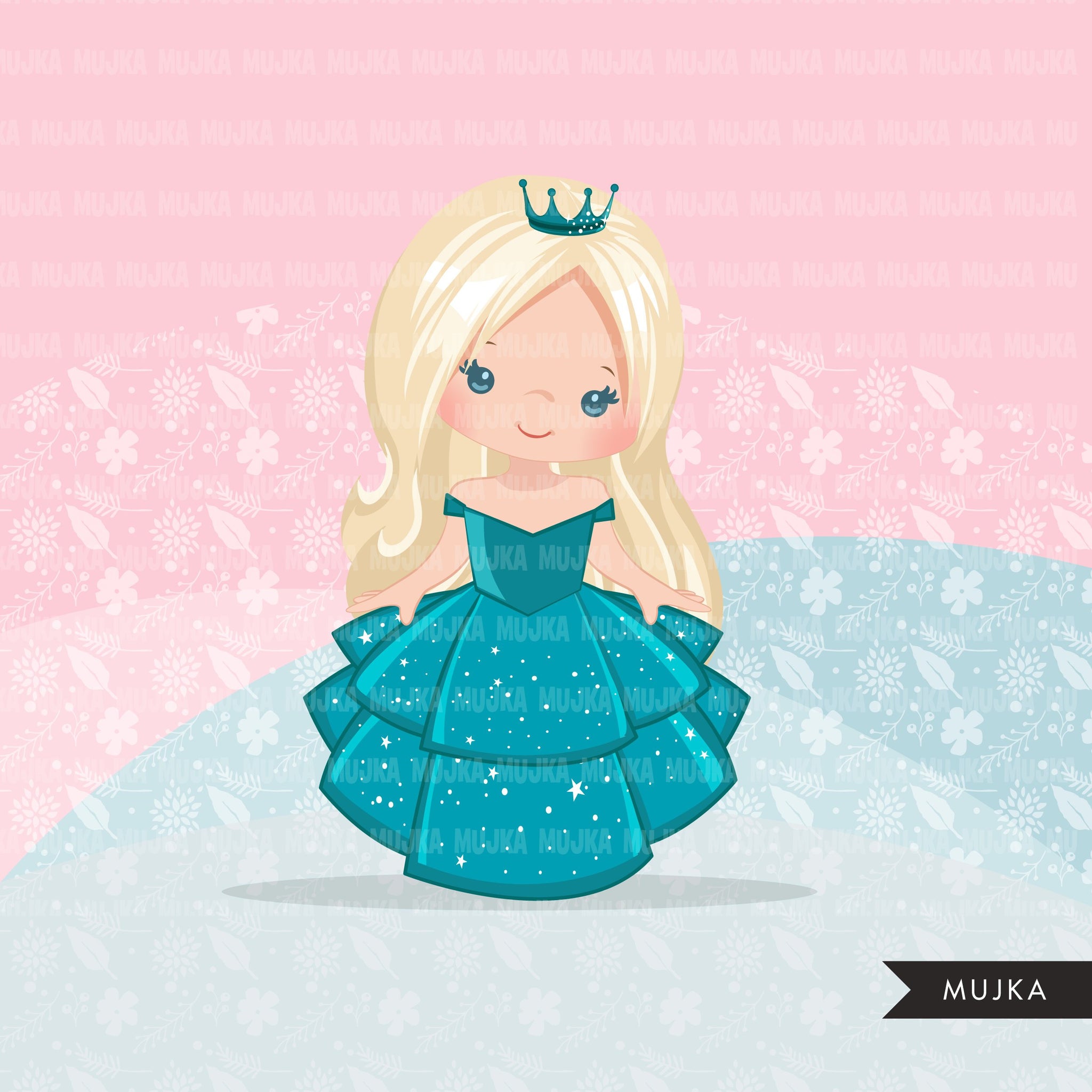 Princess clipart, fairy tale graphics, girls story book, teal princess – MUJKA CLIPARTS
