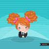 Boss baby clipart, toddler with business suit graphics, afro puff curly girls, commercial use clip art