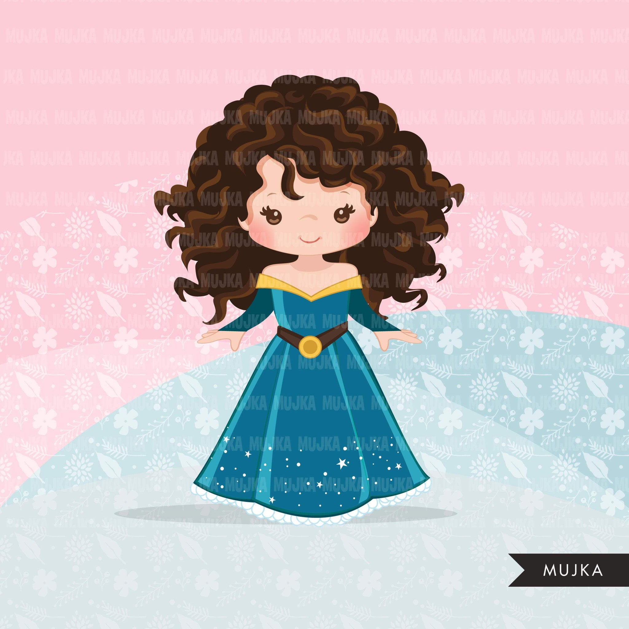 Princess clipart, fairy tale graphics, girls story book, dark blue pri MUJKA CLIPARTS Princess clipart, fairy tale graphics, girls story book, dark blue pri MUJKA CLIPARTS