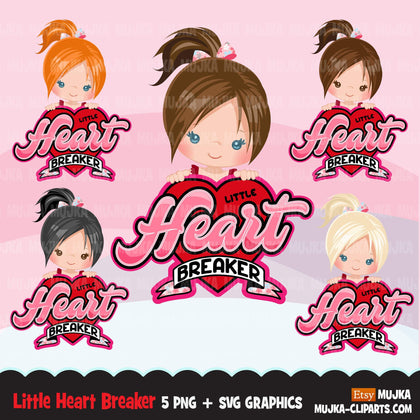 dia dos namorados png digital little heart breaker sublimação transferência de imagem clipart gráficos de camisetas menina