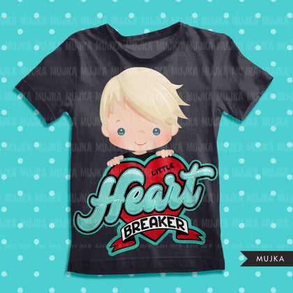 dia dos namorados png digital little heart breaker sublimação transferência de imagem clipart gráficos de camisetas garotinho