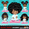 Spa clipart, manicure black girl, bath, spa birthday party graphics nail polish, commercial use PNG  digital clip art, afro kids