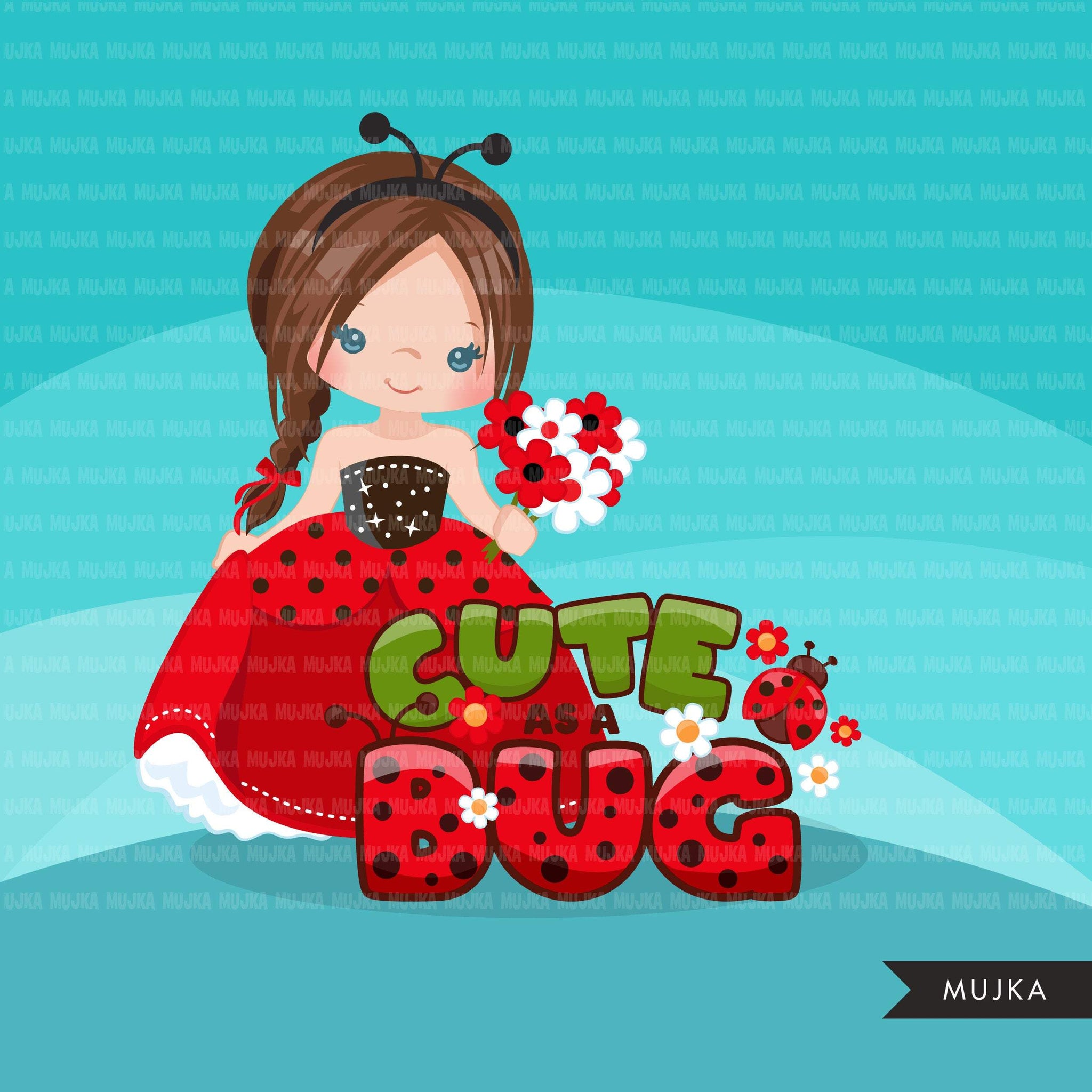 Ladybug Clipart, little girl spring – MUJKA CLIPARTS