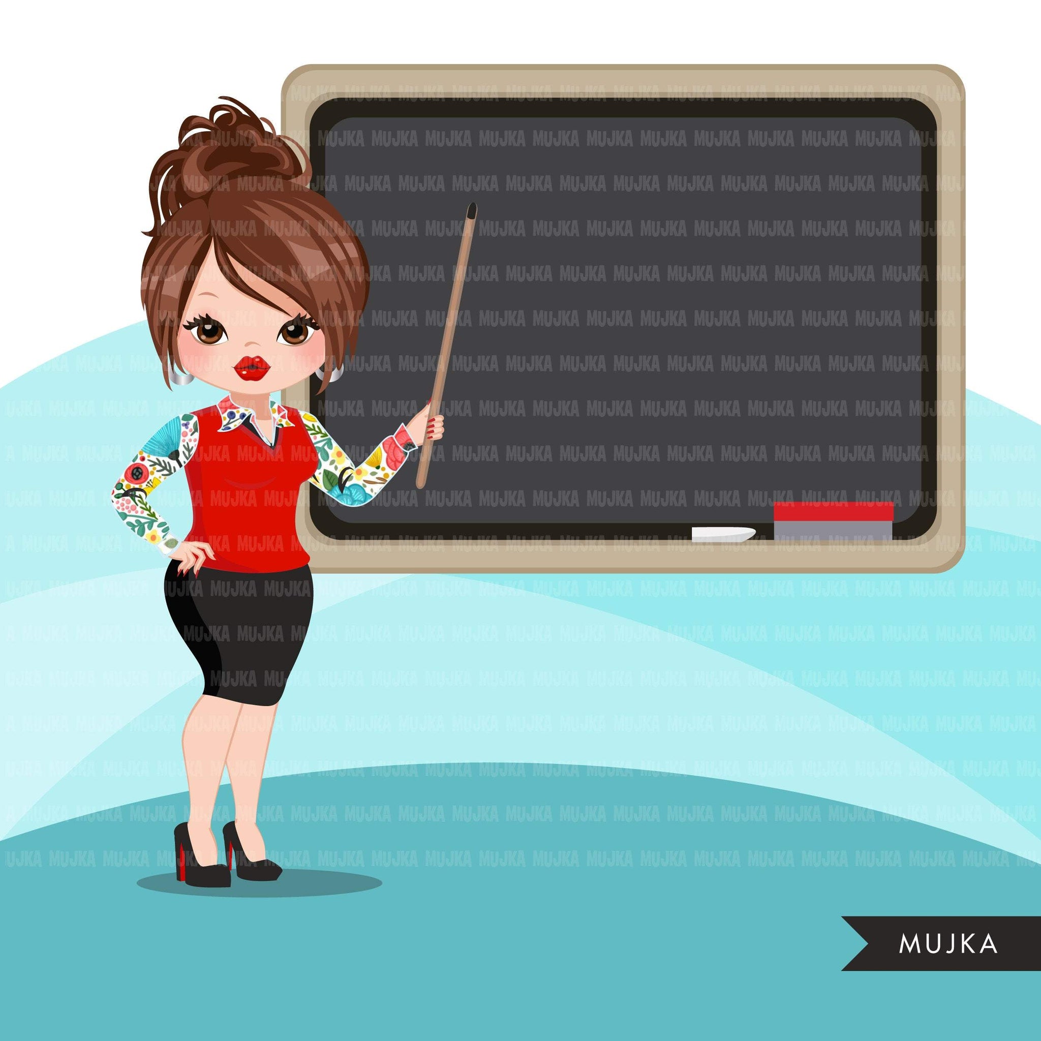 Teacher avatar clipart with blackboard, print and cut, education graph ...