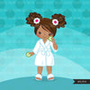 Spa clipart, party black girl clipart graphics, bath, bathrobe, cucumber, spa birthday graphics, commercial use clip art