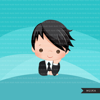 Boss baby clipart, toddler with business suit graphics, BOYS, commercial use clip art