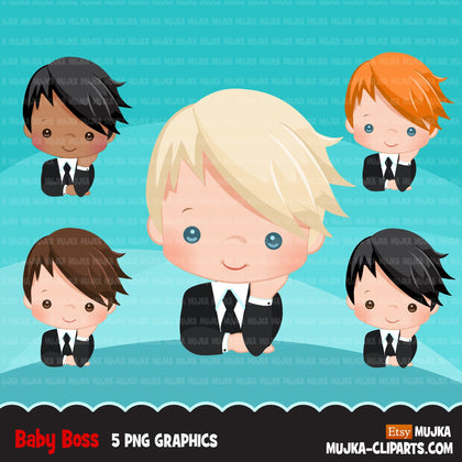 Boss baby clipart, toddler with business suit graphics, BOYS, commercial use clip art