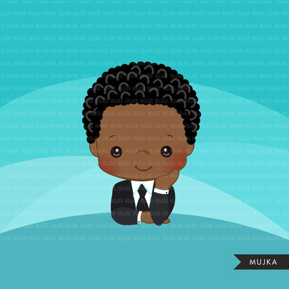 Boss baby clipart, toddler with business suit graphics, black BOYS, commercial use clip art