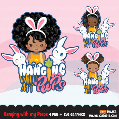 easter png digital hanging with my peeps htv sublimation image transfer clipart t-shirt graphics little black girl