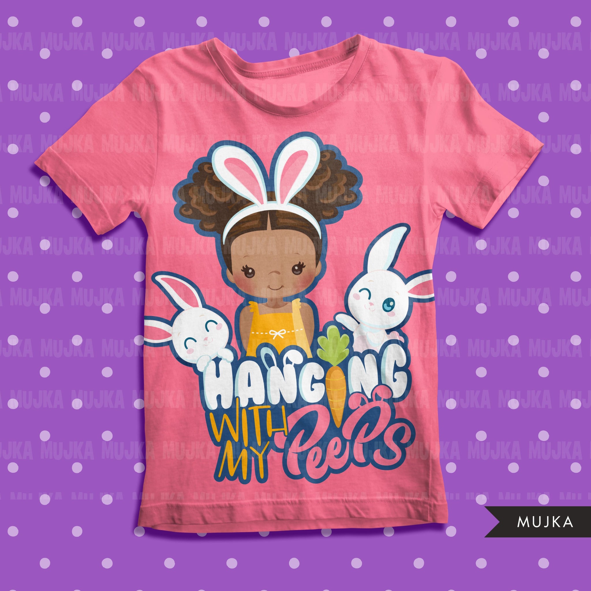 easter png digital hanging with my peeps htv sublimation image transfer clipart t-shirt graphics little black girl