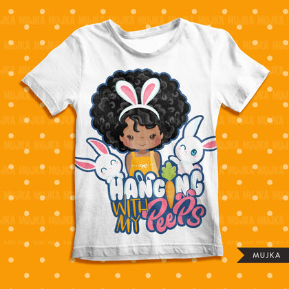 easter png digital hanging with my peeps htv sublimation image transfer clipart t-shirt graphics little black girl