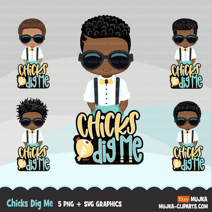 Easter PNG digital, Chicks dig me Printable HTV sublimation image transfer clipart, t-shirt Afro black boy graphics