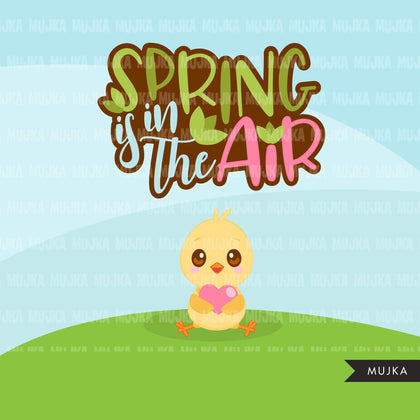 Easter Chick Clipart, Cute Spring is in the Air, Easter egg, animal graphics  commercial use digital PNG clip art