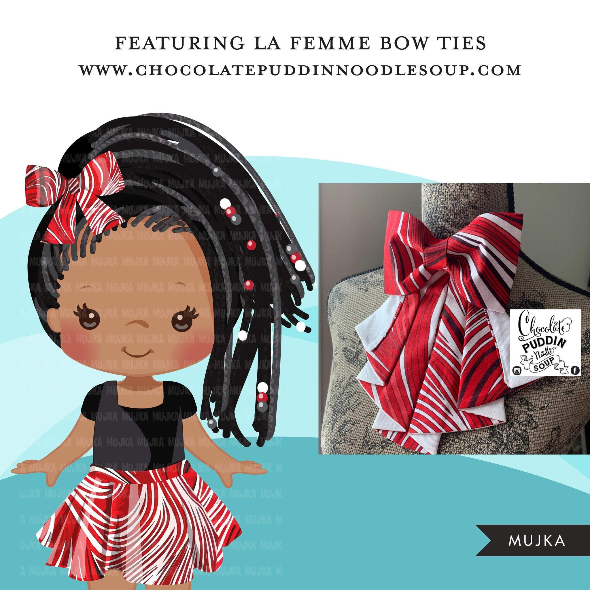 Black girl clipart avatar, Ankara kente RED hair bow tie and skirt, fashion graphics black history afro girl clip art PNG