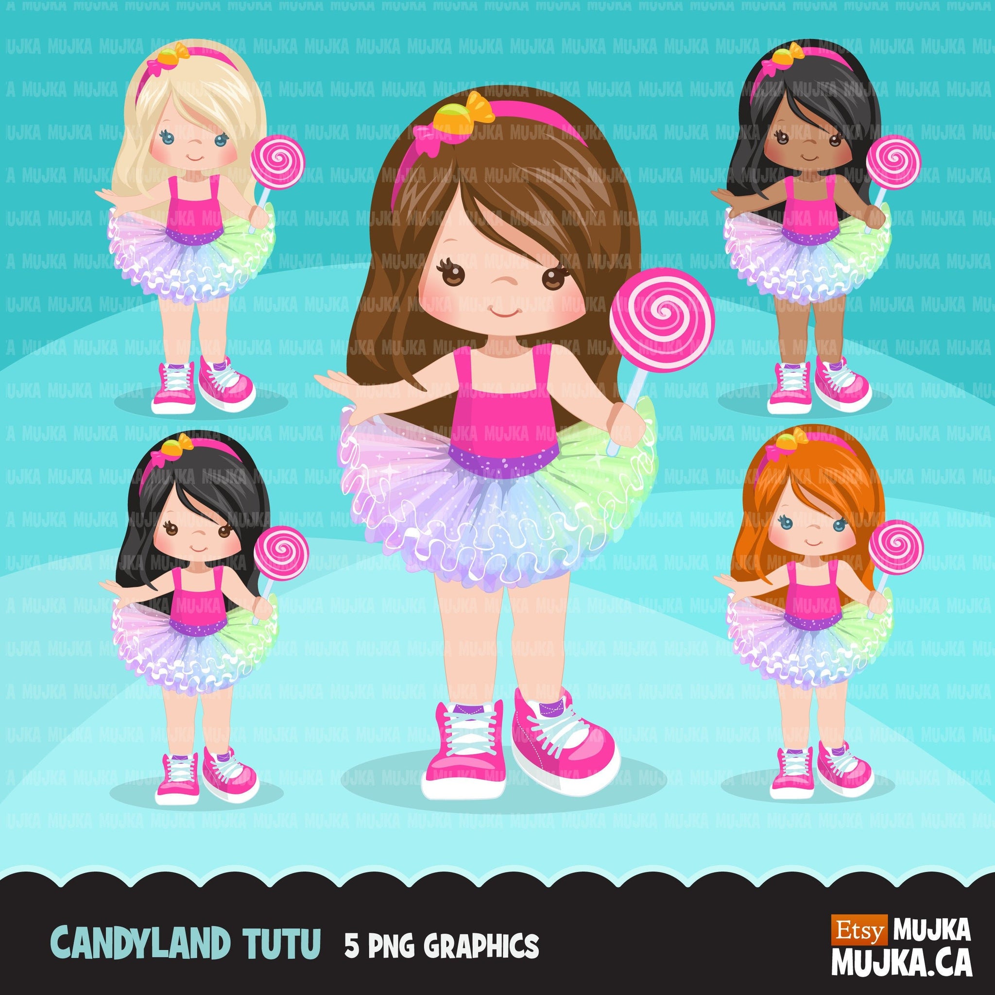 Candy land Tutu Clipart para niñas, gráficos de tutú arco iris de piruleta, moda, uso comercial PNG clip art, recorte de cumpleaños
