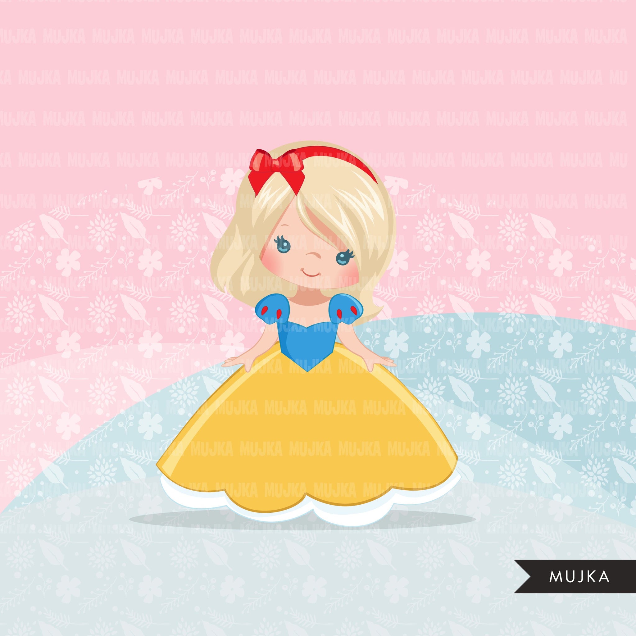 Princess clipart, fairy tale graphics, girls story book, red, blue, ye – MUJKA CLIPARTS